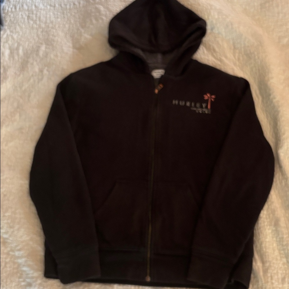 Hurley Black Fleece-Lined Full Zipper Hoodie